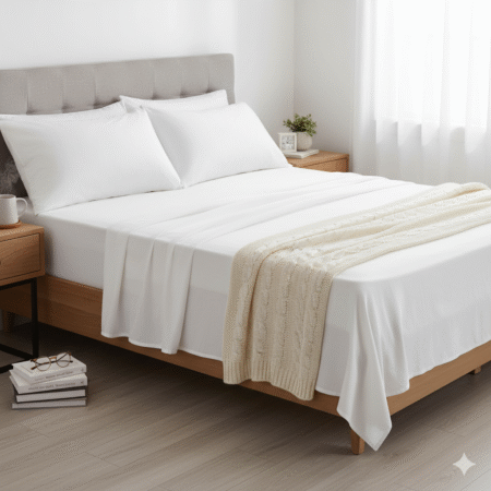 Fitted White Bed Sheet Double Bed
